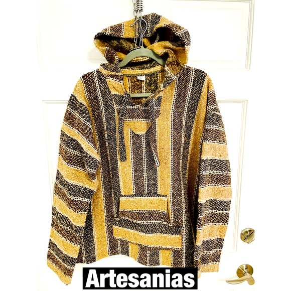 Artesanias Baja Mexican Hoodie Sz Lg - Picture 1 of 10